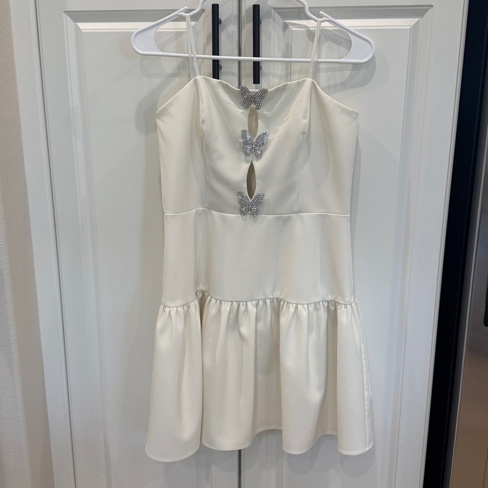 Liv Foster Crepe White Butterfly Dress size 6